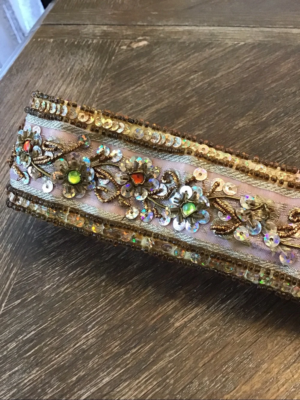 Vintage hand-beaded bohemian statement belt from Ibisco Y2K